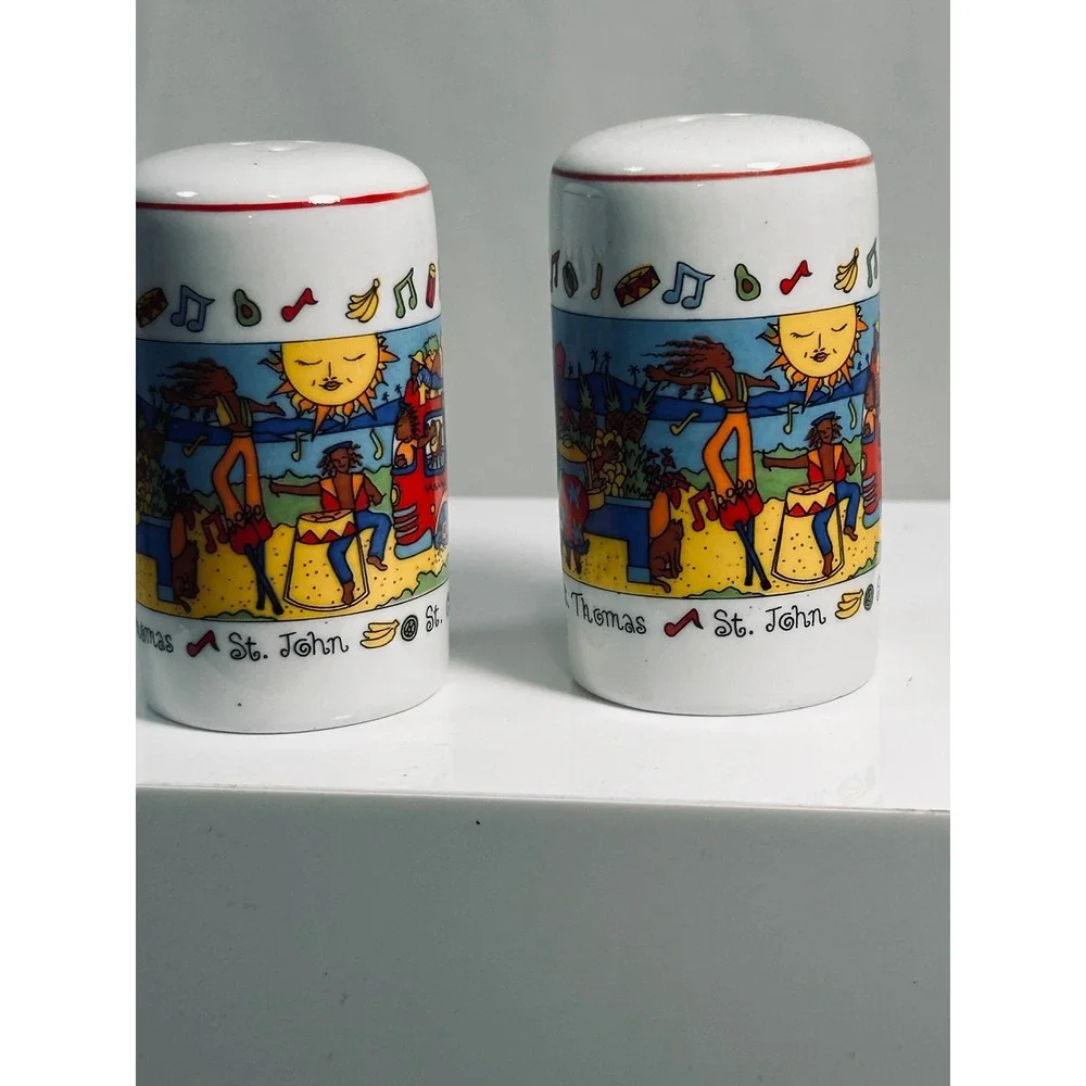 Vintage Color Me Caribbean US Virgin Islands Salt and Pepper Shakers Set Ceramic
